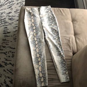 white snakeskin faux leather skinny trouser